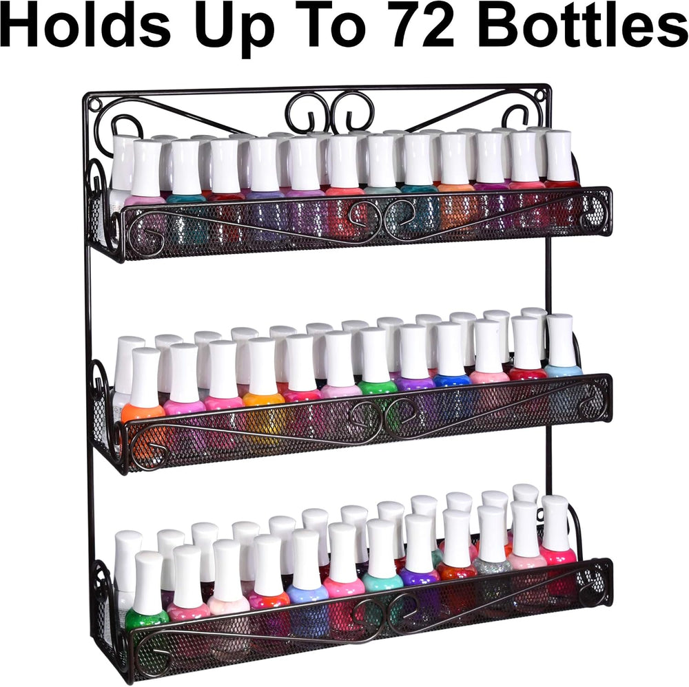 AMT 3 Tier Nail Rack, Pack Metal Wall Mount Organizer, Essential Oils Organiz...