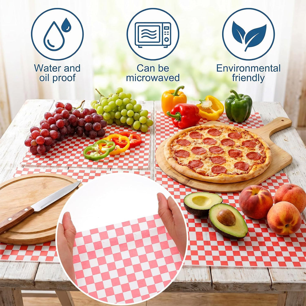 600 Pcs Red Checkered Deli Paper 15x15 Inch, Large Grease Proof Hamburger Wra...