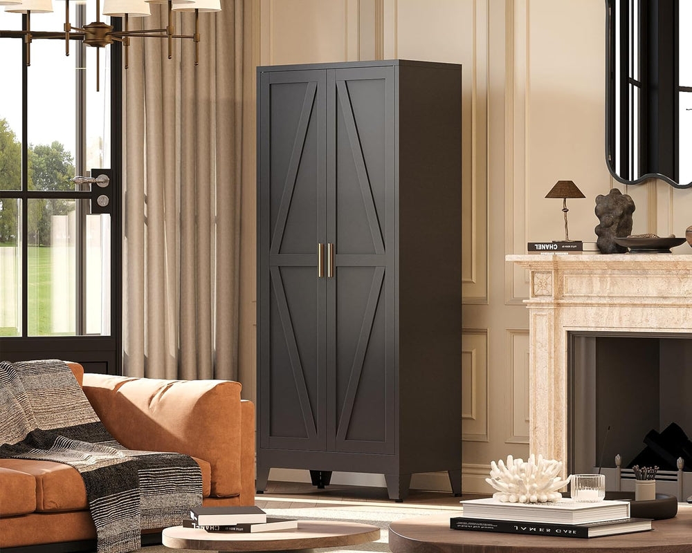 61"H Black Pantry Kitchen Cabinet with Doors,Black Storage Cabinets,Free...