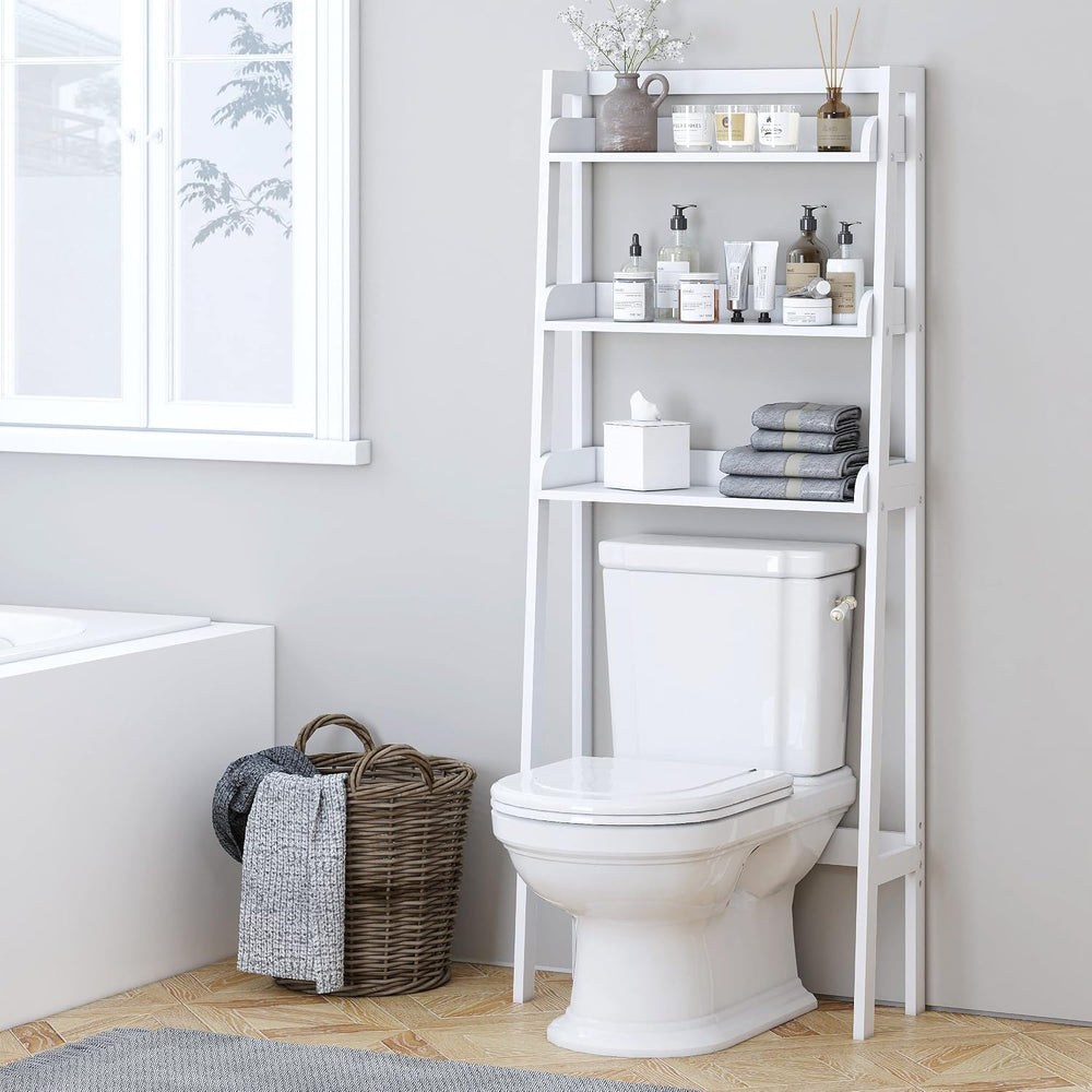 UTEX Over The Toilet Storage Shelf, 3-Tier Bathroom Organizer, White