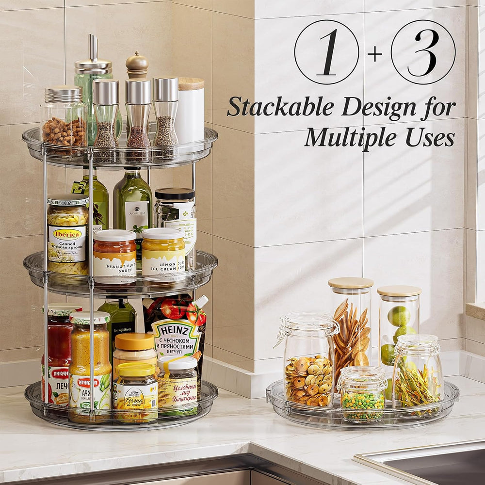 LAMU 2 Pack 2 Tier Lazy Susan Turntable Organizer 10.6'' Rotating Spi...