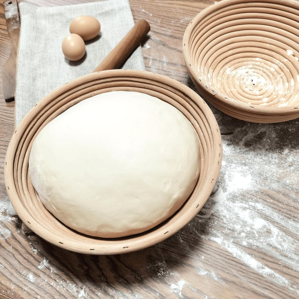 Banneton Bread Proofing Basket set of 3, 9.8 Inch Round Sourdough Proofing Ba...