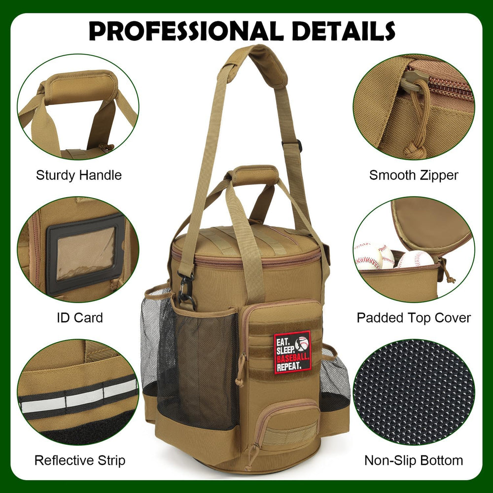 Baseball Bucket Bag, Softball Coaches Bags Fit 6 Gallon Buket