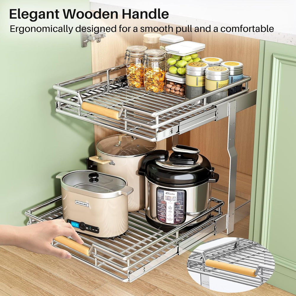 Pull out Cabinet Organizer, 2 Tiers 17"W X 21"D, Heavy Duty Smooth ...