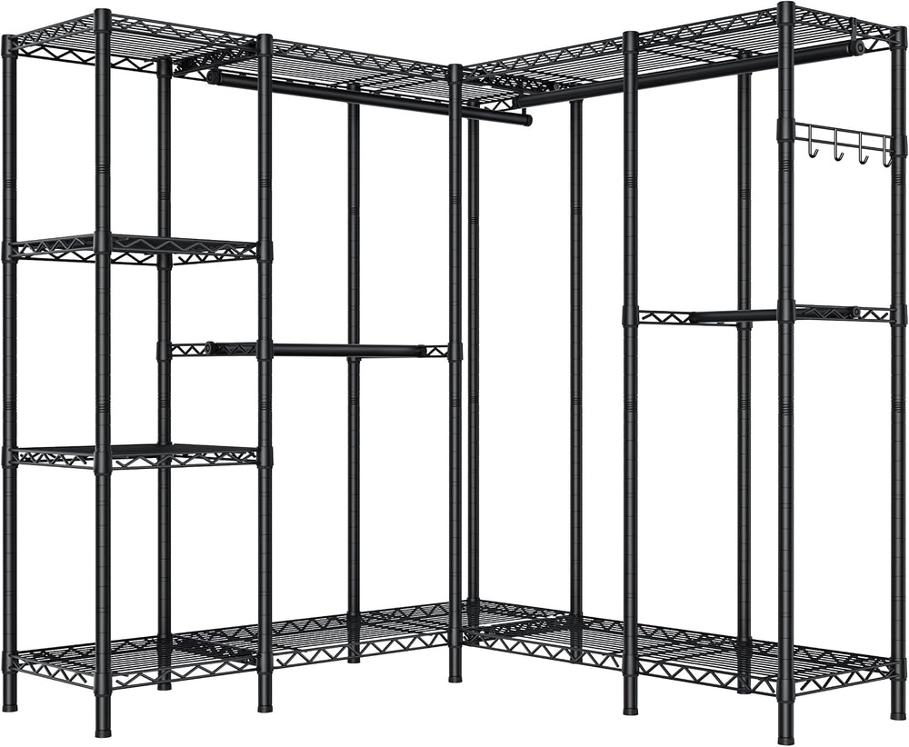 Heavy Duty Clothes Rack Metal Wardrobe with Adjustable Wire Shelves