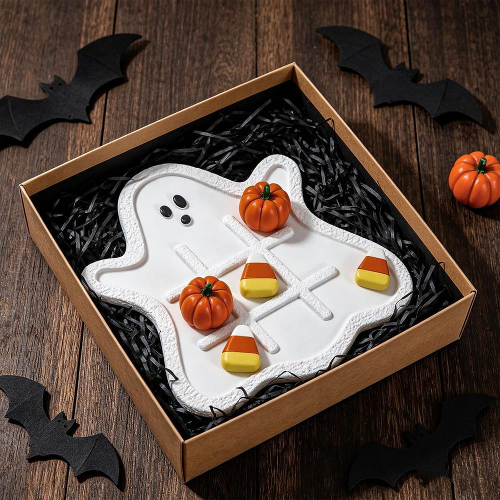 WDS WONDROUS Halloween Tic Tac Toe with Pumpkins, Fall Coffee Table Decor