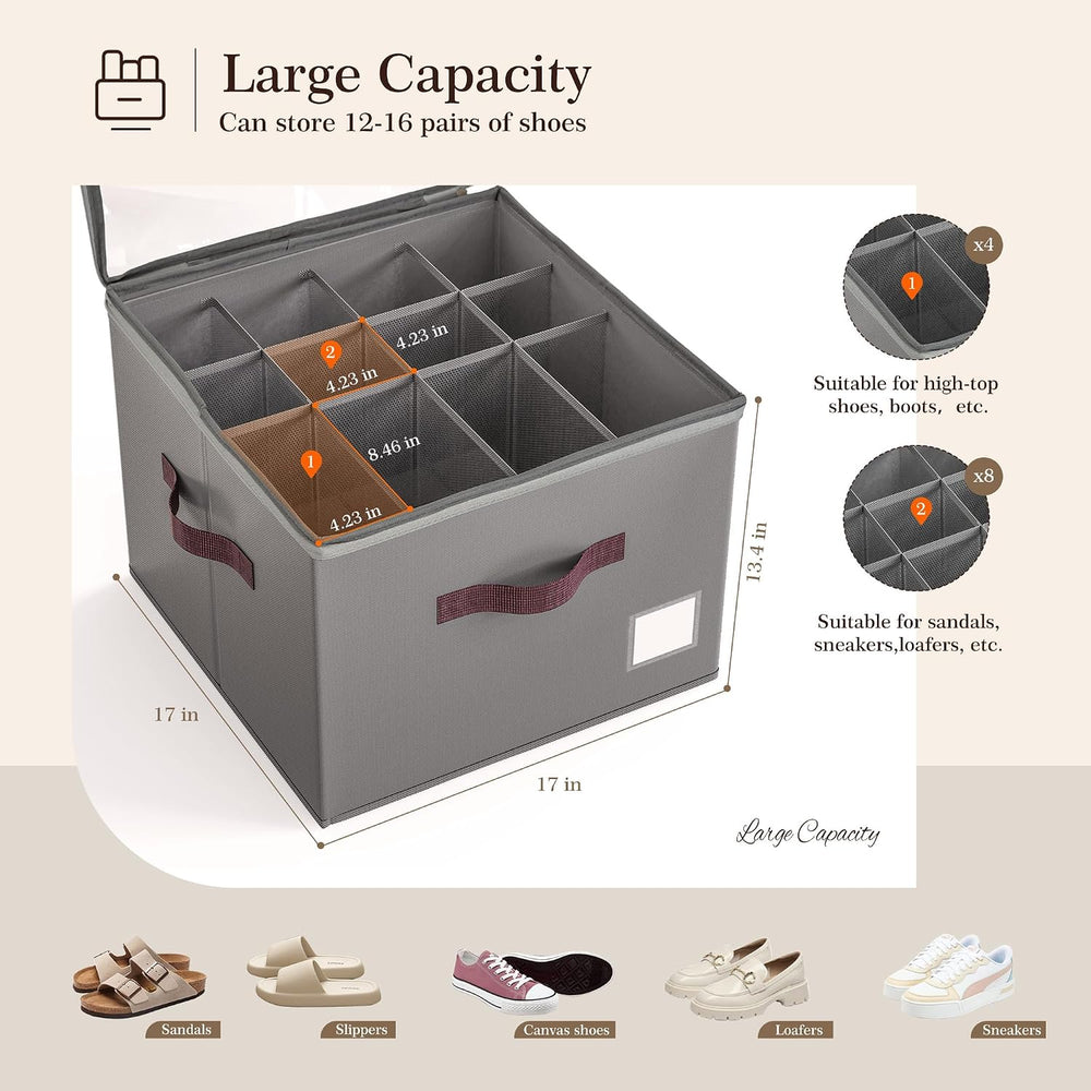 Shoe Organizer for Closet, 3 Pack Shoe Organizer with Transparent Cover and S...