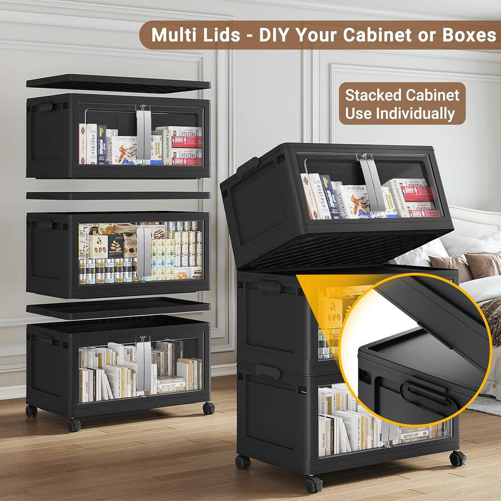 BROVIEW 480QT Stackable Storage Bins with Lids, 120Gal Extra Large Collapsibl...