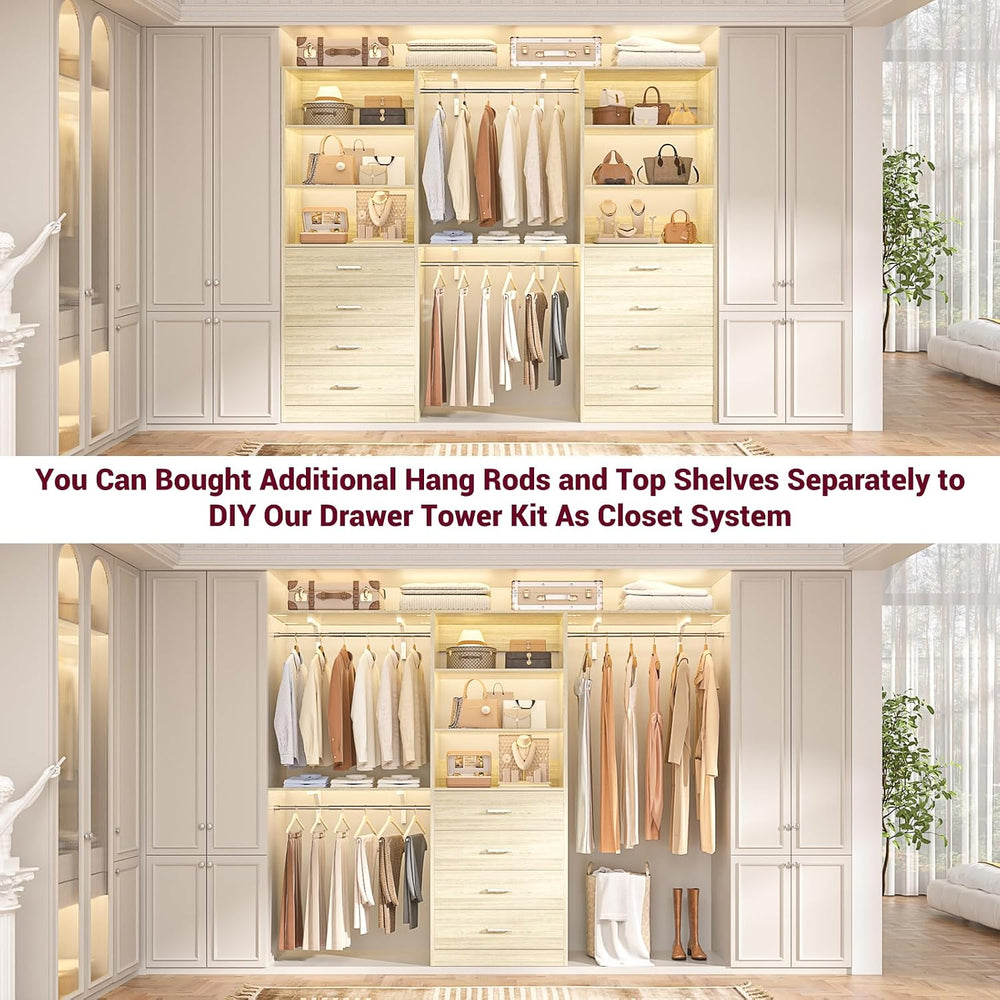 Aheaplus Closet Drawers Organizer System, 3.54FT Wood Closet System with 4 Dr...
