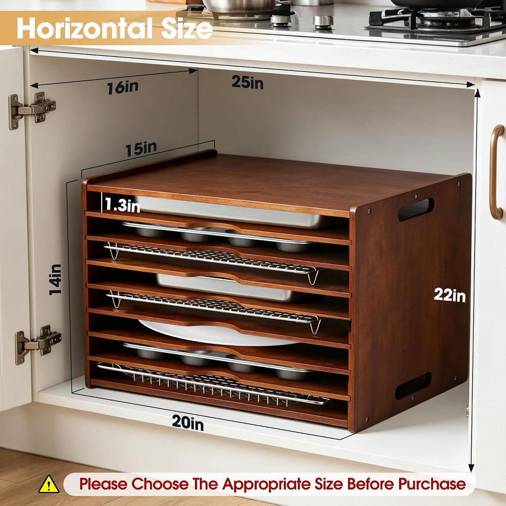8-Tier Baking Sheet Organizer for Cabinet, Large 20 x 15 x 14 in Wooden Tray ...