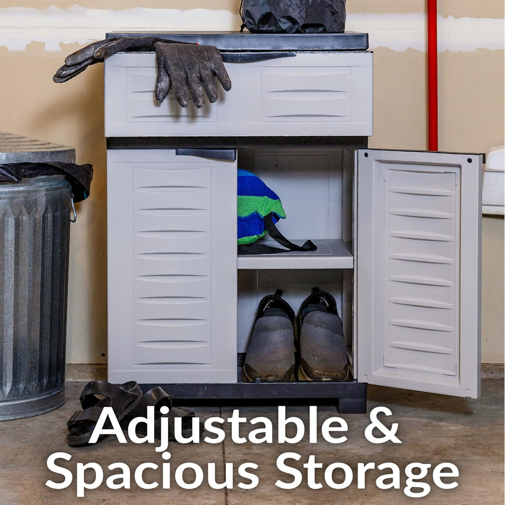 Sunnydaze 34.5" Garage Storage Cabinet with Adjustable Shelf, Gray