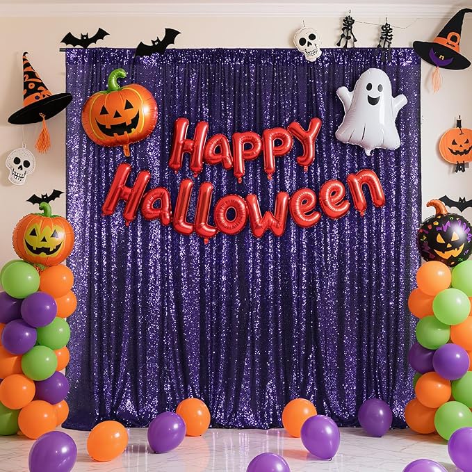 Poise3EHome Purple Sequin Backdrop, 10Ft x 10Ft Glitter Photography Backgroun...