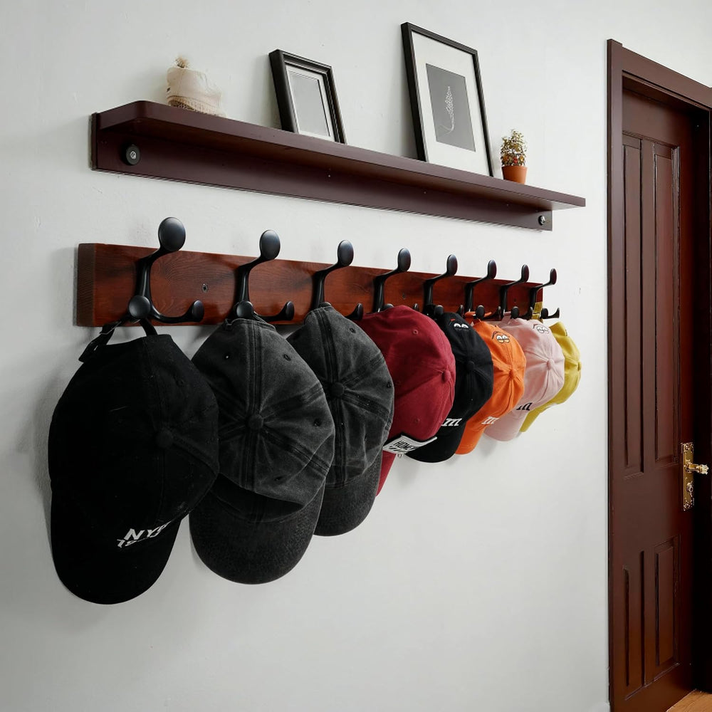 WEBI Coat Rack Wall Mount,30" Solid Wood Coat Hooks Wall Mounted Coat Ha...