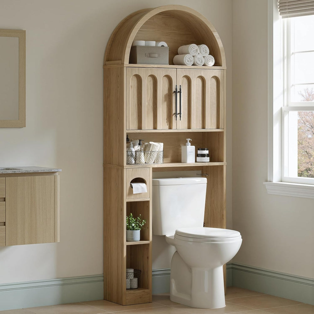 Evermagin Over the Toilet Storage Cabinet, 76" H Arched Bathroom Organizer