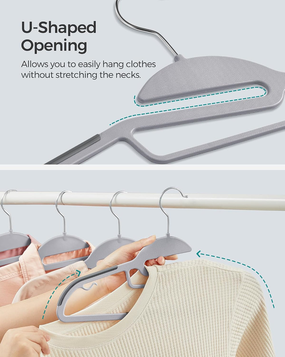 SONGMICS Suit Hangers, Set of 100, Non-Slip, S-Shaped Opening