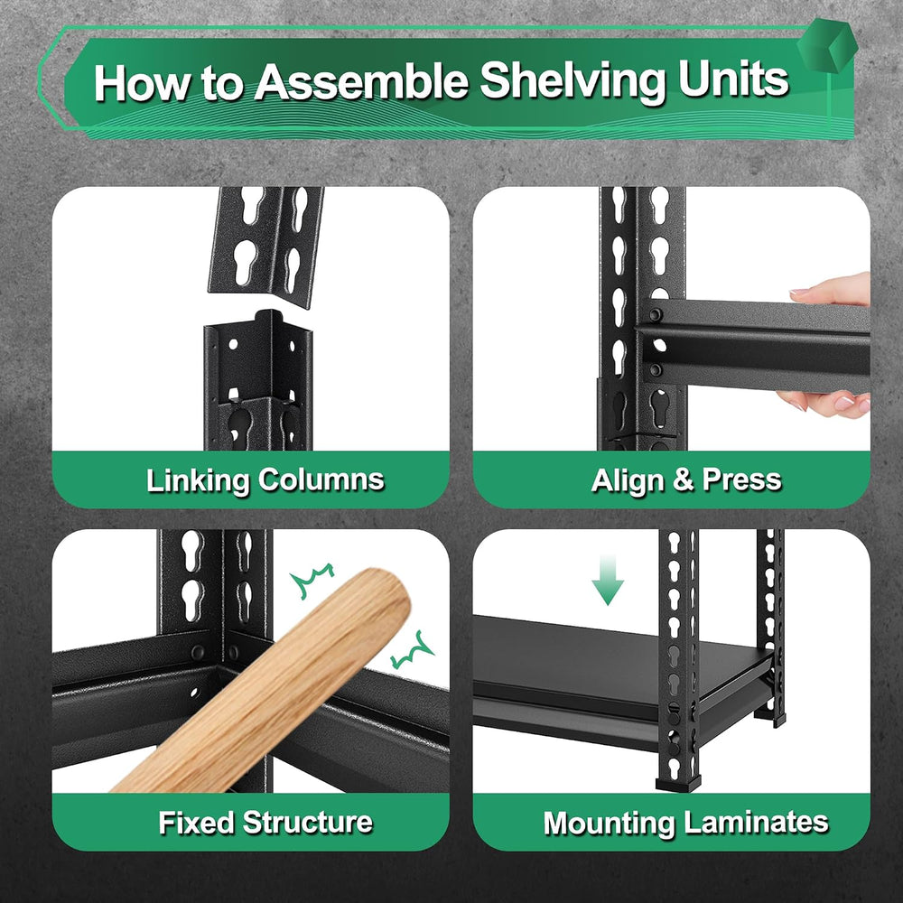 Storage Garage Shelving Units: 47.2" W x 15.7" D x 39" H Black