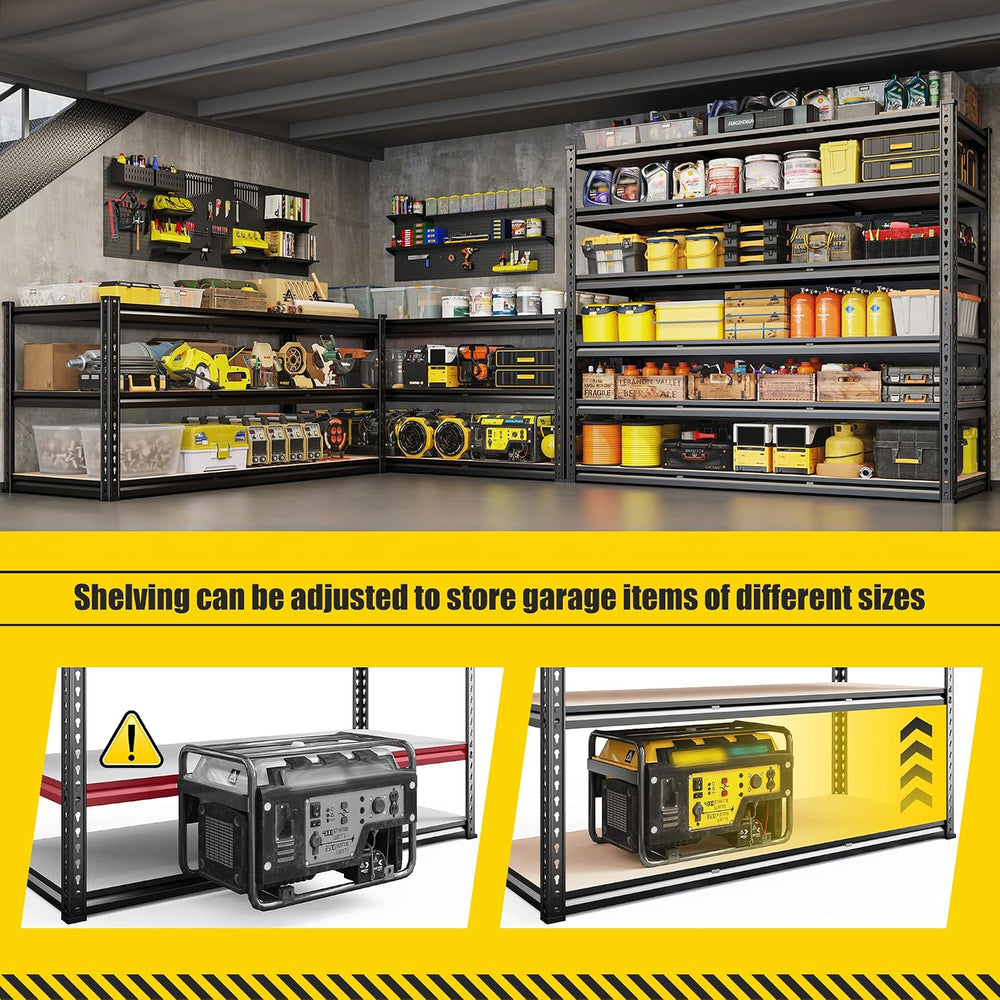 REIBII 6-Tier Garage Shelving, 84" H Storage Shelves Load 3300LB, Adjust...