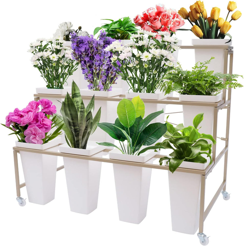 Flower Display Stands with 12 Buckets, Flower Buckets for Cut Flowers 3 Layer...
