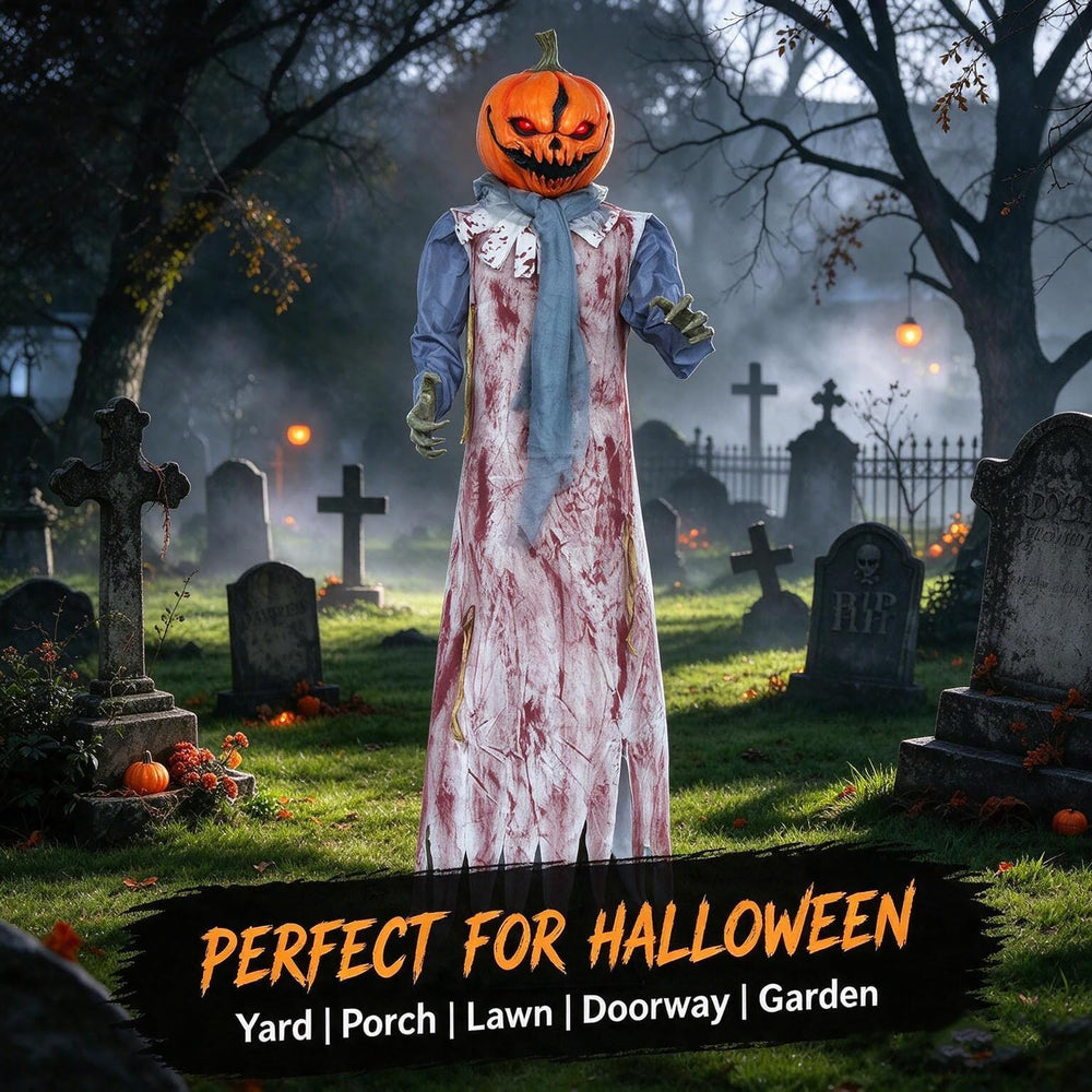 Halloween Decorations – 6.2FT Scary Pumpkin Animatronics, Sound Activated wit...
