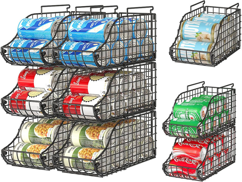 6 Pack Stackable Can Organizer for Pantry Cabinet Food Storage