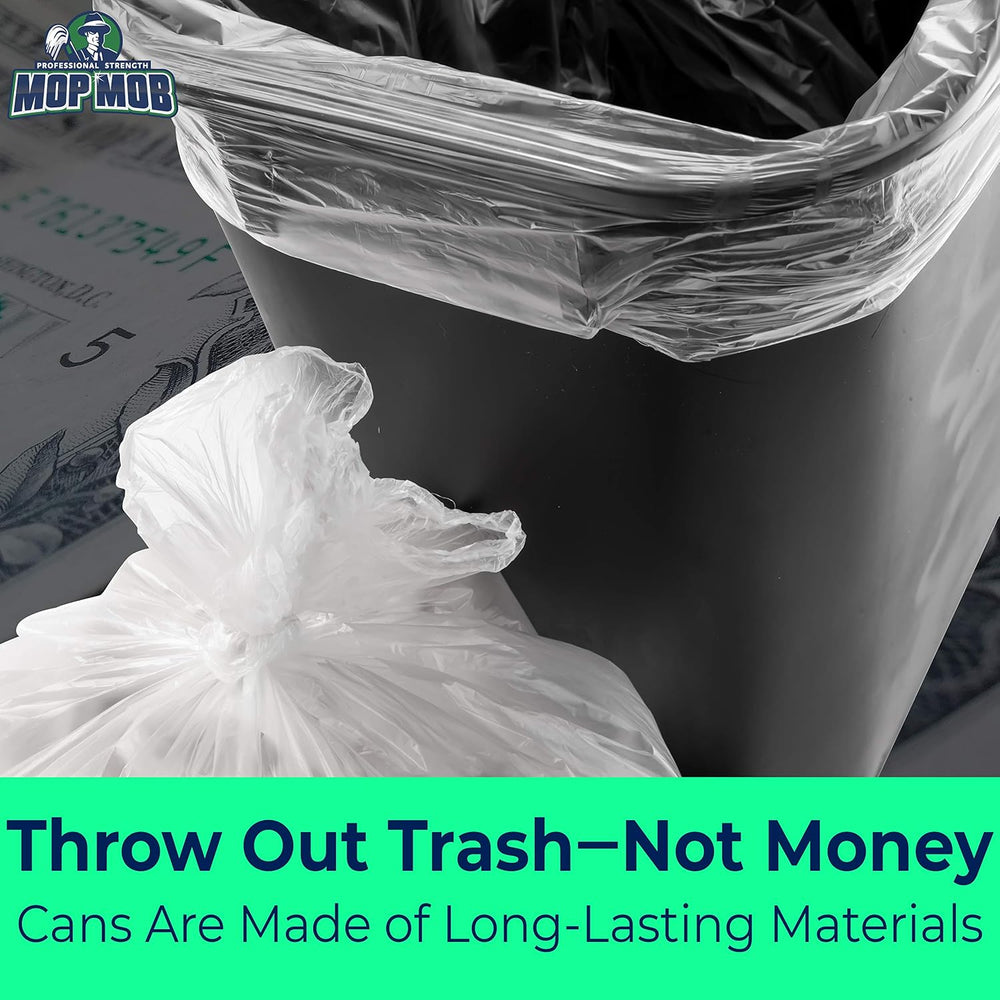 Space-Saving Trash Can and 100x 4 Gal. Leak-Proof Liners Set. Small Black Pla...