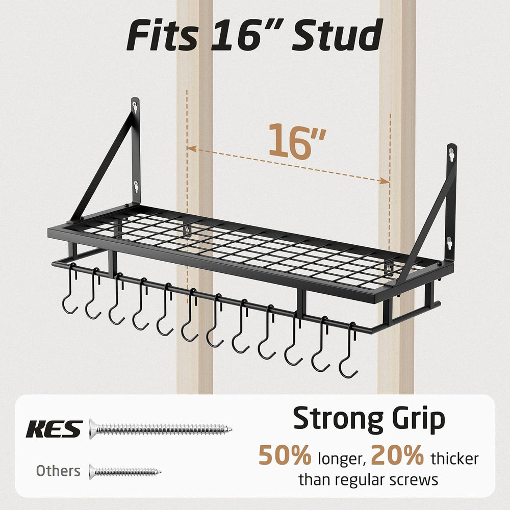 KES 30-Inch Kitchen Pan Pot Rack Wall Mounted, Hanging Storage Organizer