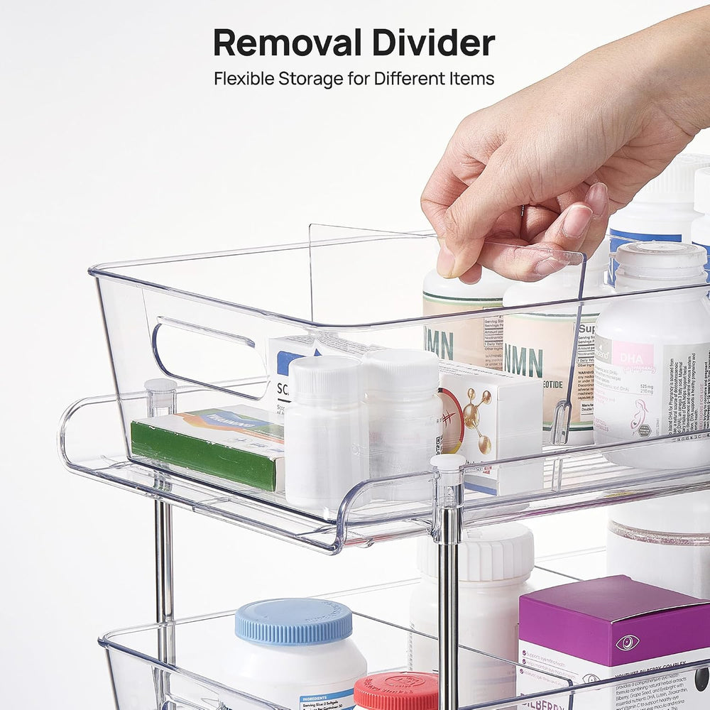 Vtopmart 2 Pack Larger Pull Out Bathroom Under Sink Organizer (M-Standard)
