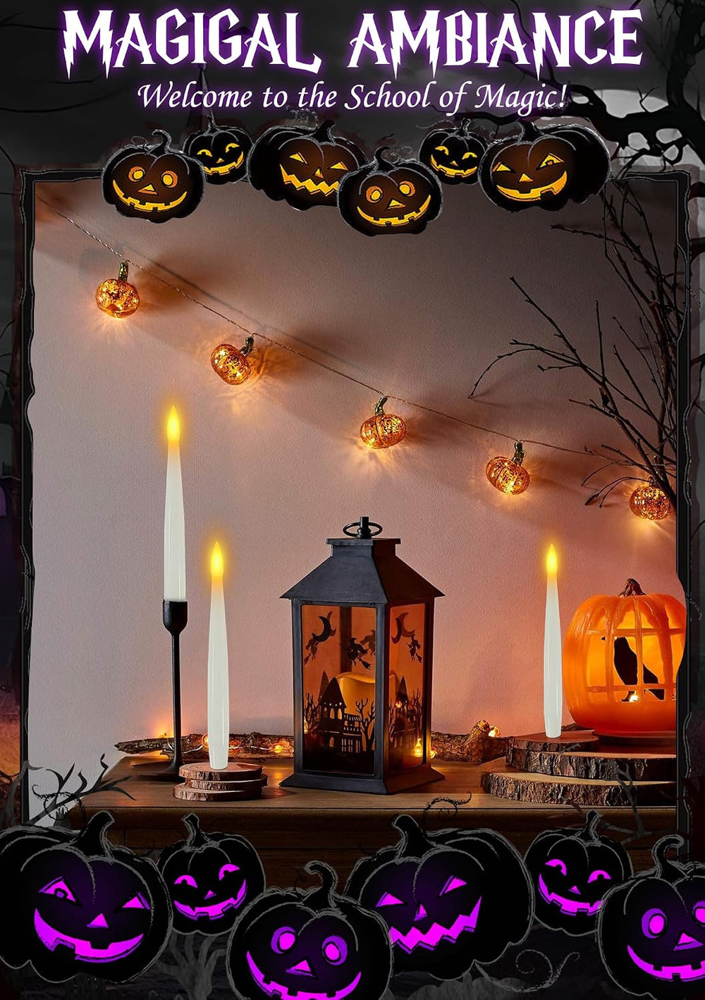 24 Floating Candles with Wand & 25 AAA Batteries Halloween Decor