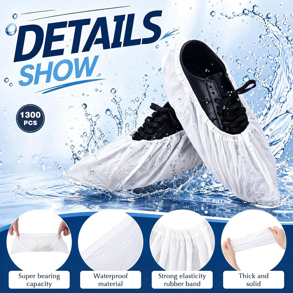 Vabean 1300 Pcs Disposable Shoe Covers Boot Cover, White