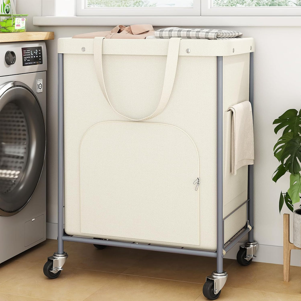 170L Large Laundry Basket with Wheels, Rolling Laundry Hamper Easy Access Clo...