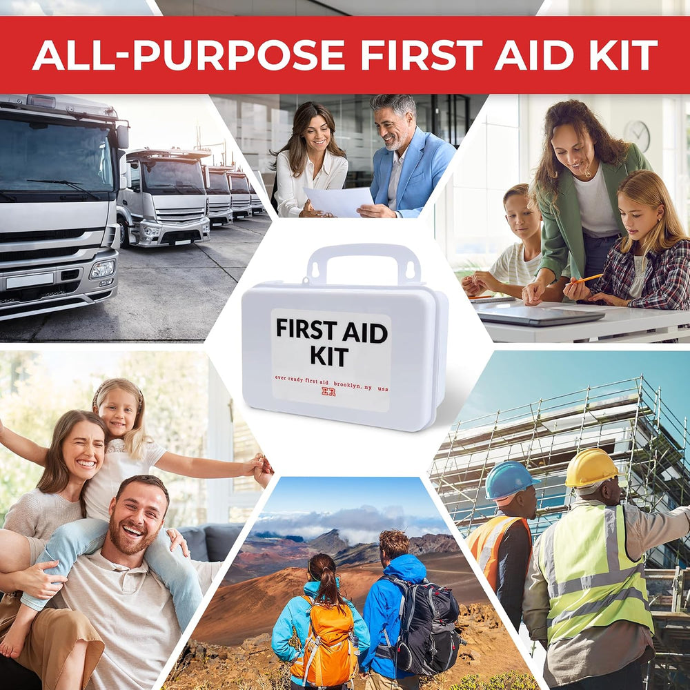 10 Person First Aid Kit - OSHA and ANSI Class A Compliant, Fully stocked Emer...