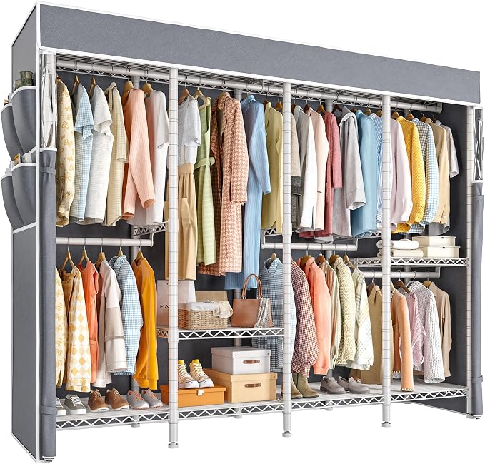 Raybee Clothes Rack with Cover, 1150LBS Heavy Duty Clothing Rack