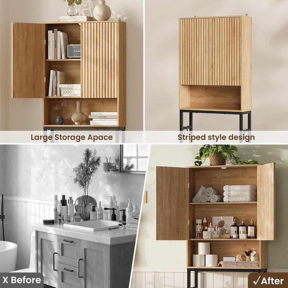 Over The Toilet Storage Cabinet, Freestanding Tall Wood Bathroom Organizer