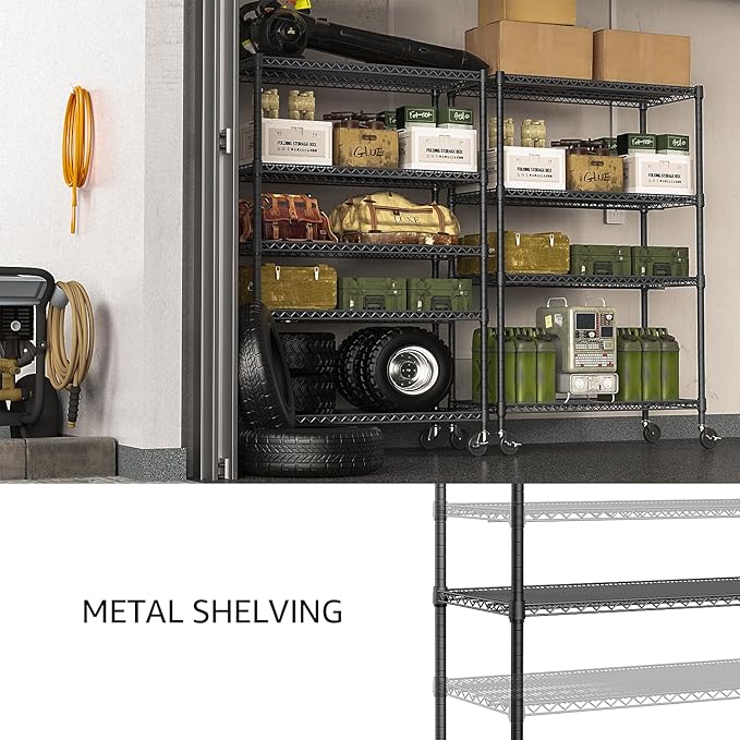 IZEUK Garage Shelving Wide Storage Shelves 5 Tier Metal Shelves 4000 LBS Heavy