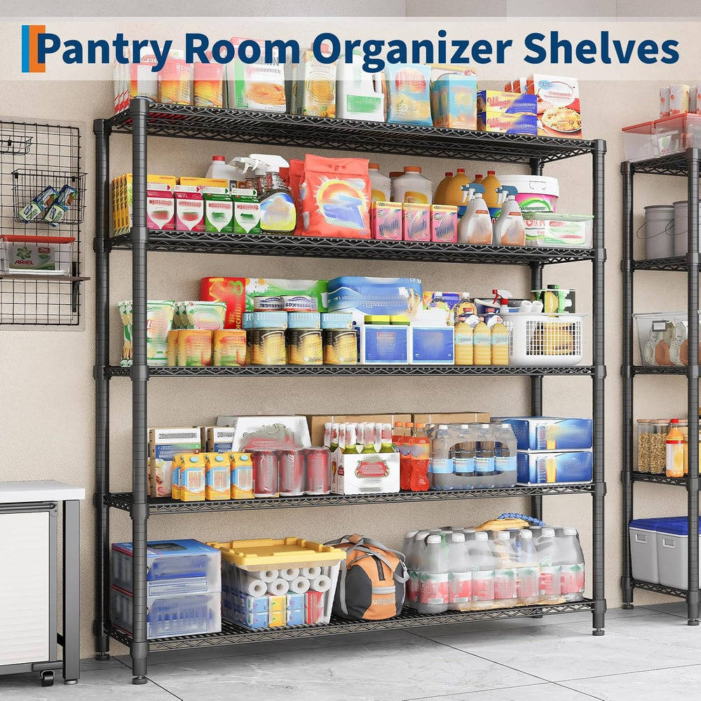 5 Tier Heavy Duty Metal Storage Shelves with Wheels Rolling Wire Rack