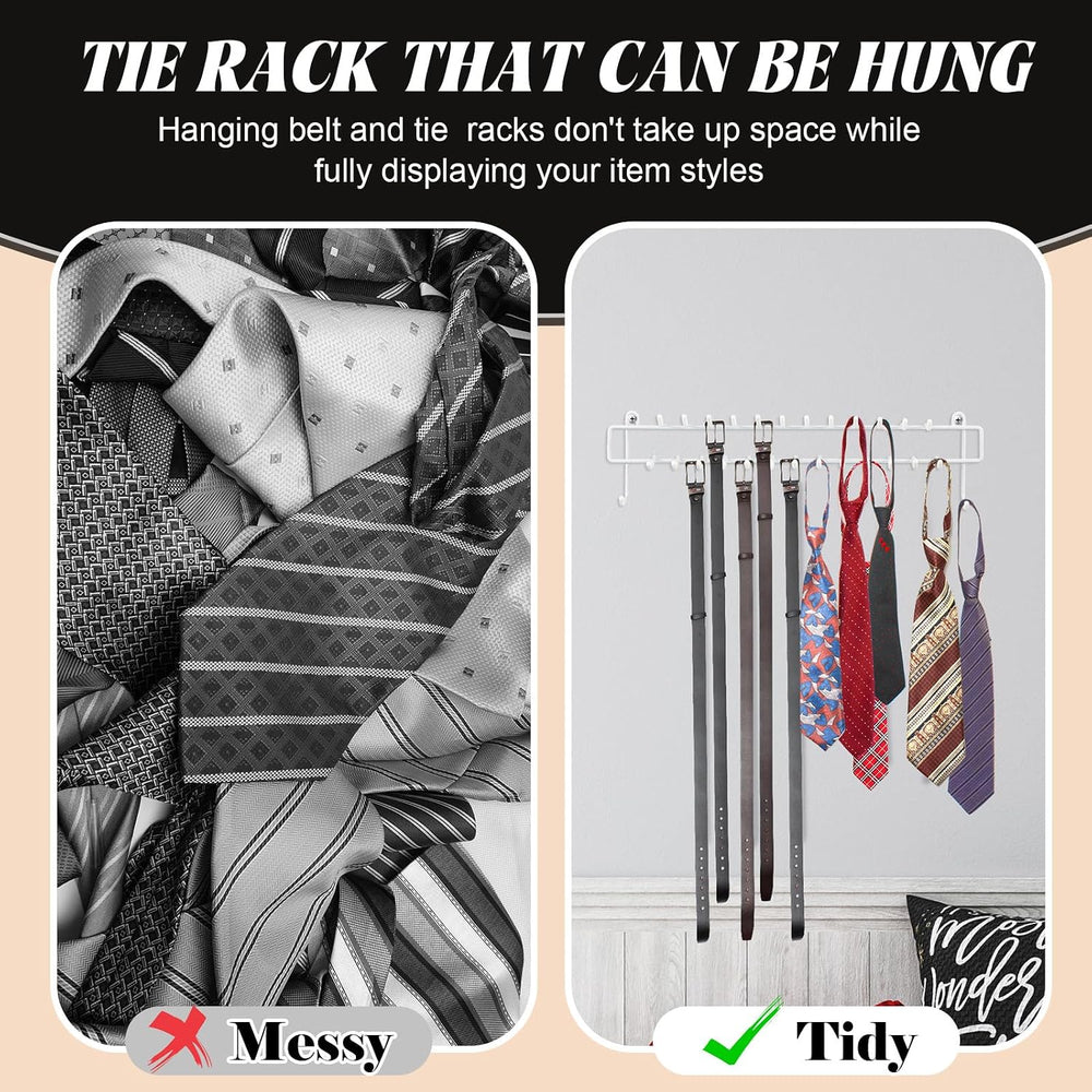 Gisafai 4 Pcs Tie Rack Organizer Wall Mounted, Belt Holder Rack