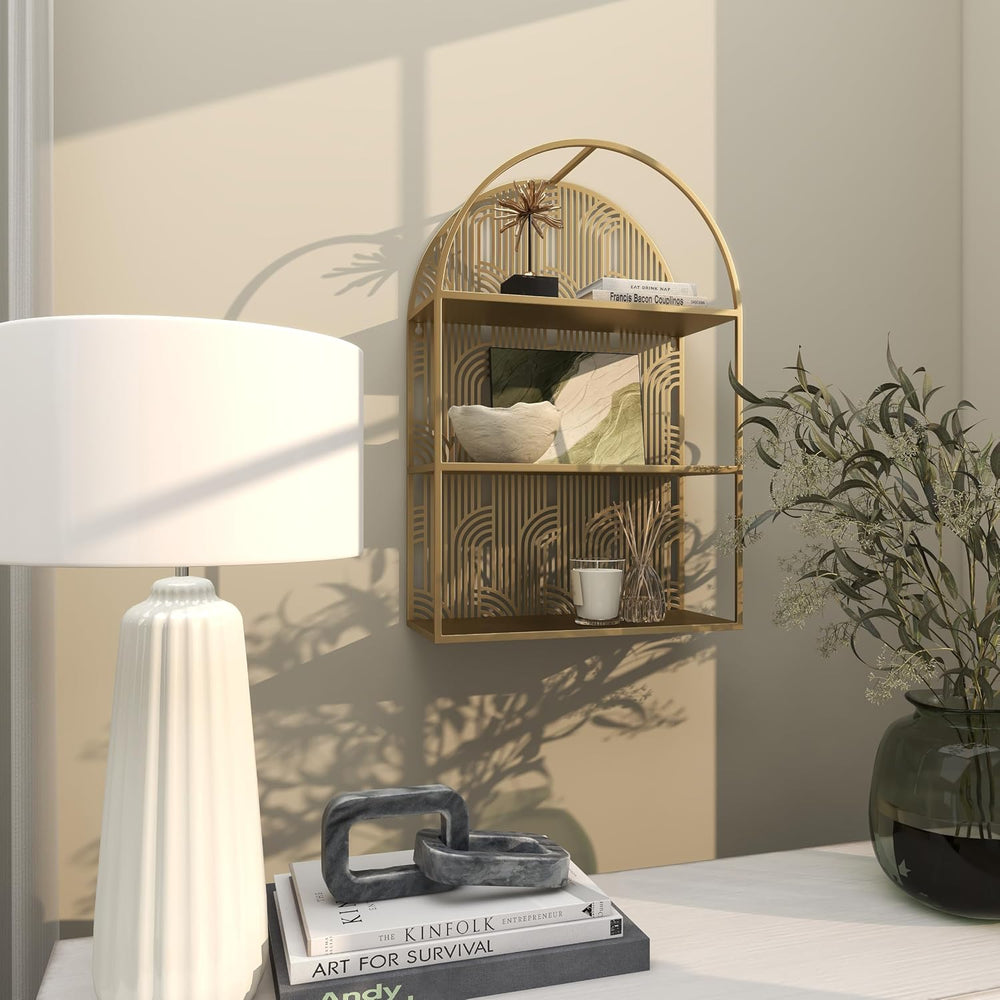 CosmoLiving by Cosmopolitan Metal Geometric Rounded 3 Level Wall Shelf with A...