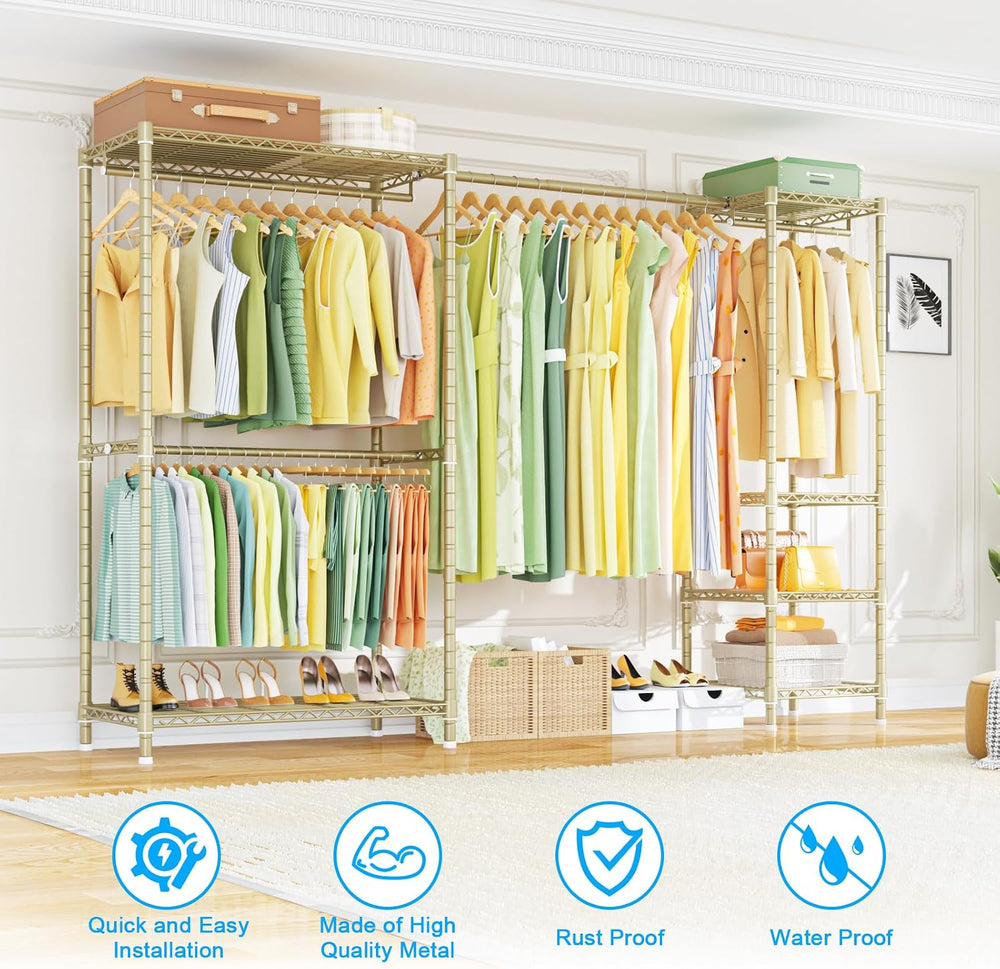 Ulif E10 Clothes Rack(With Stretchable Hanger Rod)Freestanding Clothing Racks...
