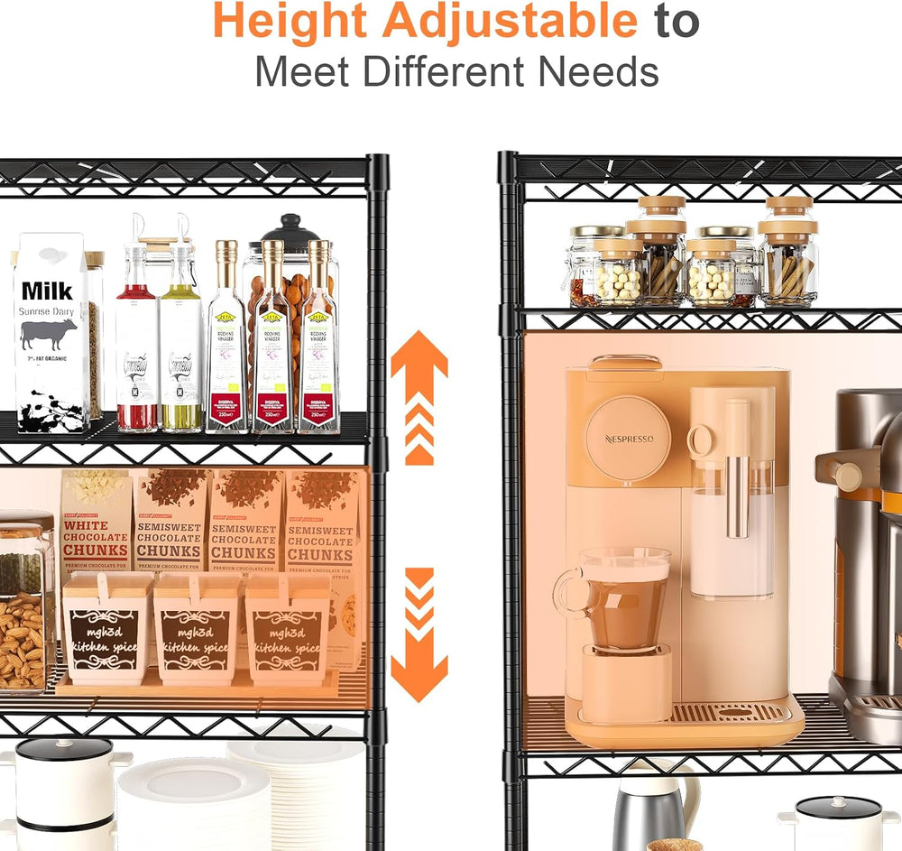 5-Tier Heavy Duty Metal Shelving Unit on Lockable Wheels,30"x14"x62...