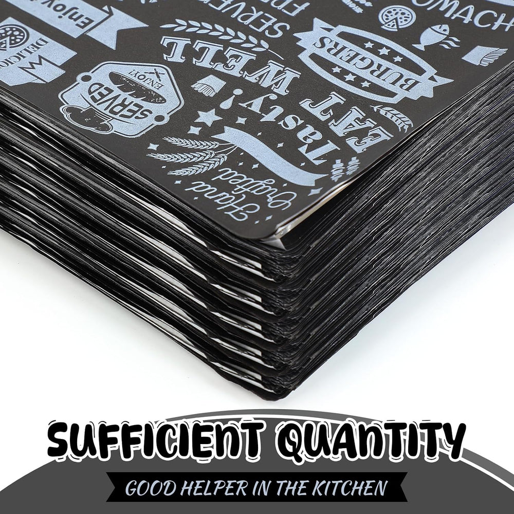 Outus 600 Pcs 12 x 12 Inch Deli Wax Paper Sheets, Black
