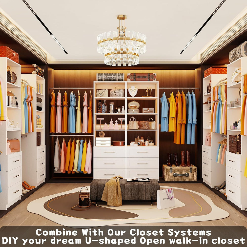Closet System with 6 Drawers, 5FT-15FT Custom Closet Organizer System Modular...