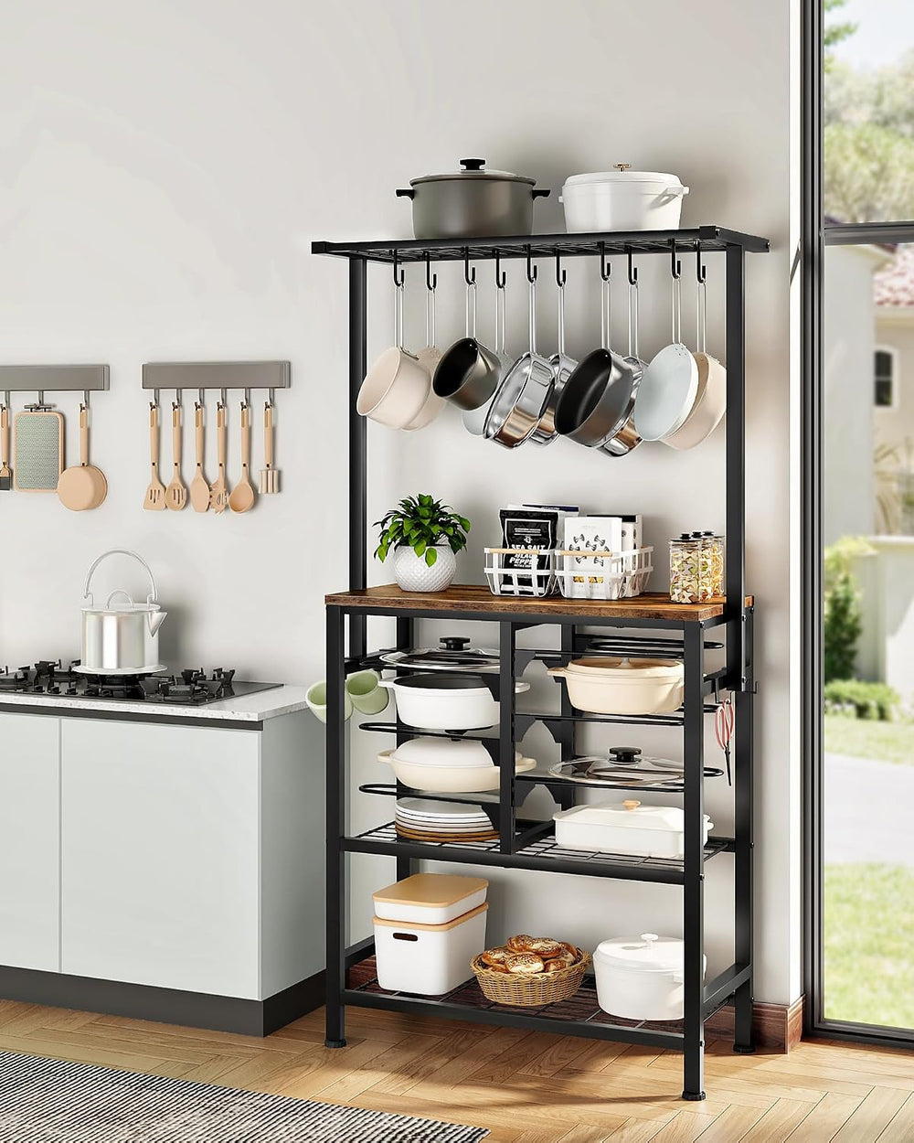 CHOEZON Pots and Pans Organizer Rack, Kitchen Bakers Rack, Multi-Tier Storage...