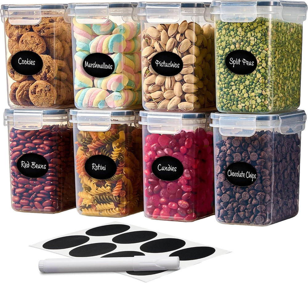 DWËLLZA KITCHEN Airtight Food Storage Container Set - 8 Pieces 1.4L - Plastic...