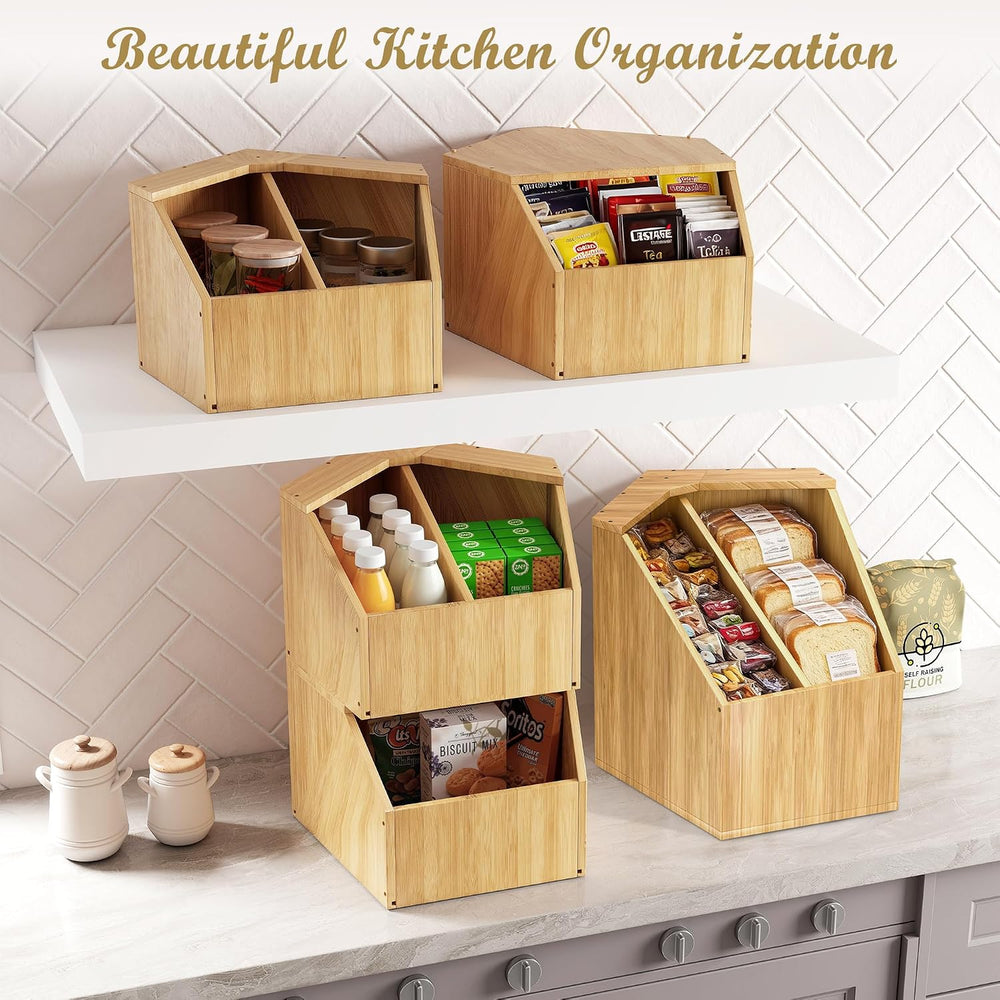 Jolitac Bamboo Pantry Storage Bins - Potato & Onion Storage Bin for Kitch...