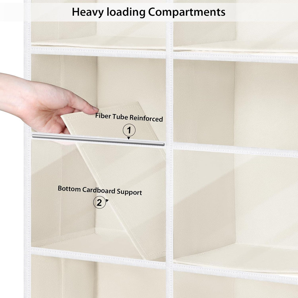 Univivi Hanging Door Organizer, 6 Tiers Large Over Door Storage, Beige