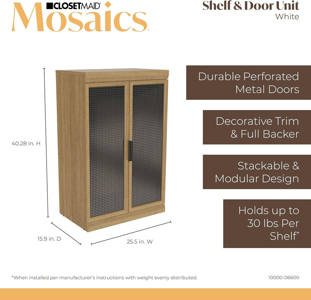 ClosetMaid Mosaics 3 Shelf & Door Storage Cabinet, Stackable, Customizabl...