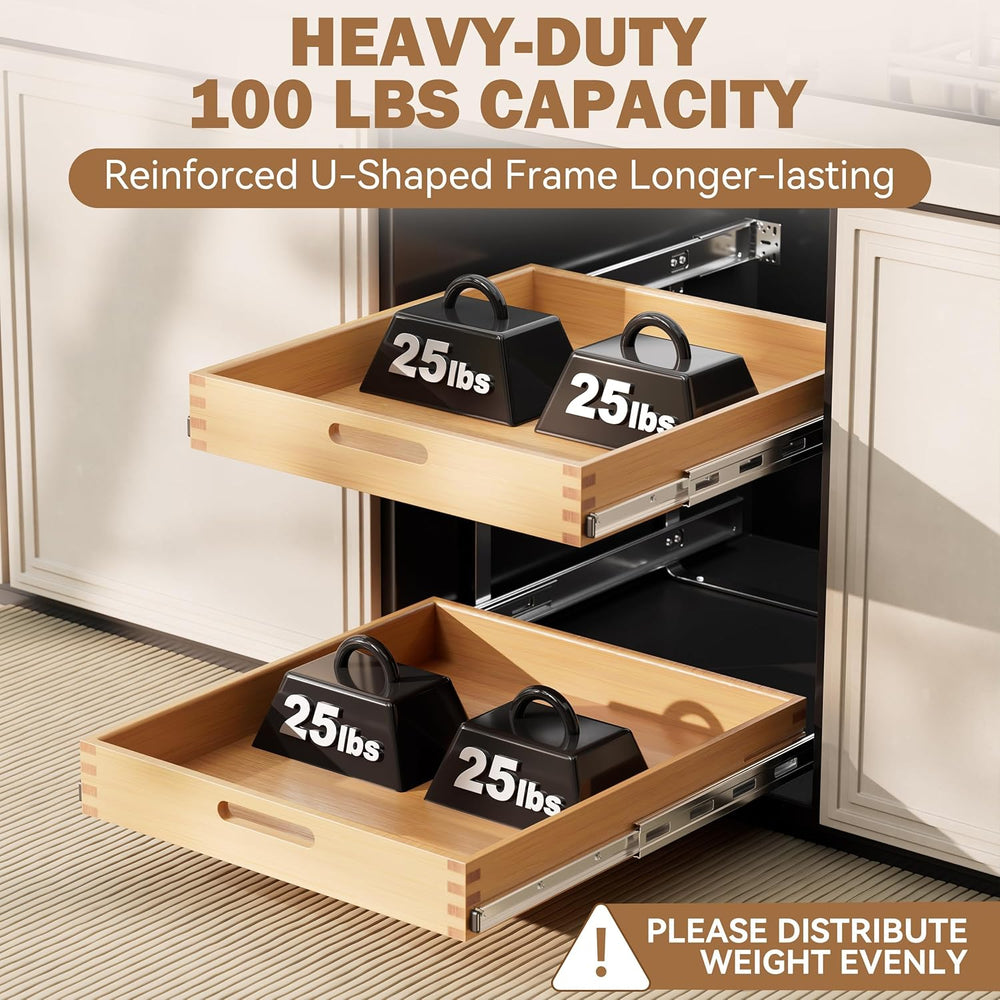21"W x 21"D 2 Tier Pull Out Drawers for Cabinets, Farmeless&Farme