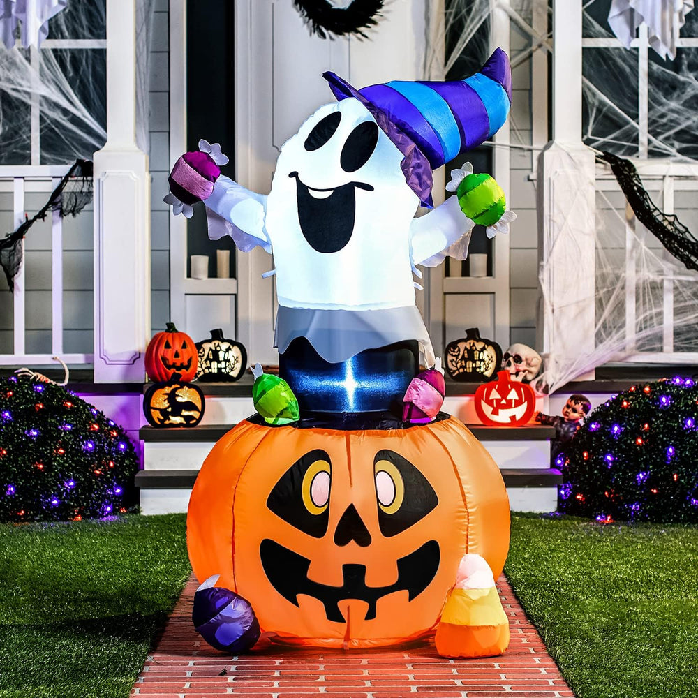 Joiedomi 5 FT Tall Halloween Inflatable Ghost Outdoor Decor, Blow Up Ghost Gr...
