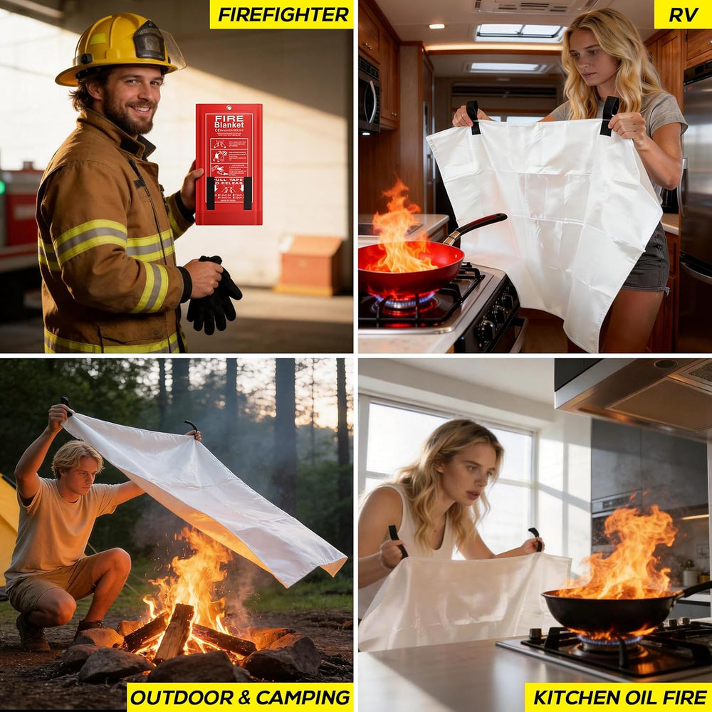 FLASLD Large Fire Blanket 6 x 8 ft, Fiberglass for Home, Kitchen & Camping