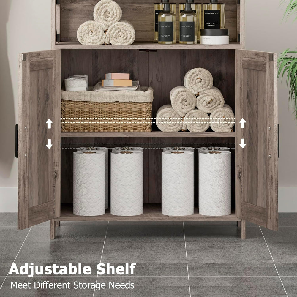 Homhedy Farmhouse Bathroom Storage Cabinet with Doors, Small Floor Cabinet